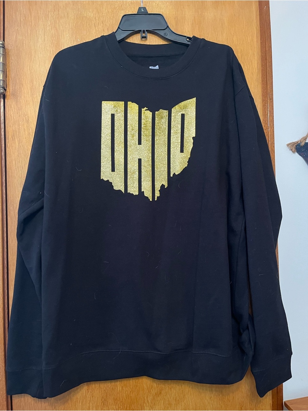 Black Crewneck Sweatshirt with Gold Ohio Graphic